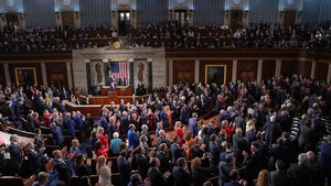 President Donald Trump delivers the State of the Union address to a joint session of Congress in the House chamber at the U.S. Capitol in Washington, Tuesday, Feb. 24, 2026.