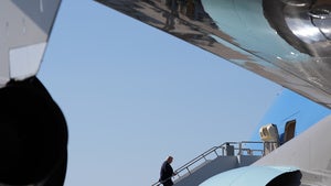 President Donald Trump boards Air Force One, Friday, April 17, 2026, at Phoenix Sky Harbor International Airport in Phoenix. 