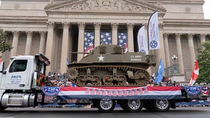 Military hardware is paraded in Washington to commemorate the Memorial Day, Monday, May 25, 2026, coinciding with the nation's 250th anniversary celebrations.