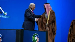 President Donald Trump speaks with Saudi Arabia's Crown Prince Mohammed bin Salman during the Saudi Investment Forum at the Kennedy Center, Wednesday, Nov. 19, 2025, in Washington.