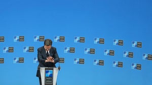 NATO Secretary General Mark Rutte speaks after a meeting of NATO defense ministers at NATO headquarters in Brussels