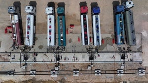 Road tankers are filled with gasoline unloaded from ships anchored offshore and held in storage tanks at the Baniyas Oil Terminal in Tartous province, Syria, Tuesday, Sept. 29, 2026.