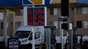 Gas prices are displayed on a gas station in Los Angeles on Tuesday, October. 13, 2026.